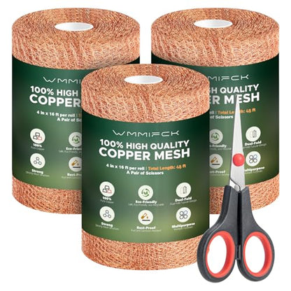 3rd Gen Copper Mesh Rodent Control, 100% Pure Copper Wool for Mice & Slugs - size: 3 Rolls
