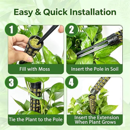 Stackable Small Moss Pole for Monstera Pothos, Fillable Support - size: 8pack,small,black