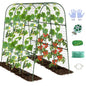 Cucumber Trellis, Metal Garden Arch Trellis for Raised Bed, 48 x 48inch U-Shape Garden Trellis for Climbing Plants Outdoor, Vegetables Fruit Plant Support with Netting, Gardening Supplies (Green) - size: 48 x 48 inch