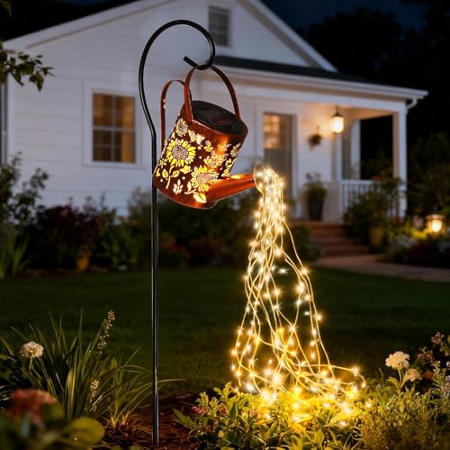 Sunflowers Solar Lights Outdoor Garden Sunflower Gifts, Gardening Gifts, Solar Watering Can Lantern Gifts for Mom Grandma Women, Patio, Yard, Pathway Lantern Decoration Gifts for Mom Grandma Women