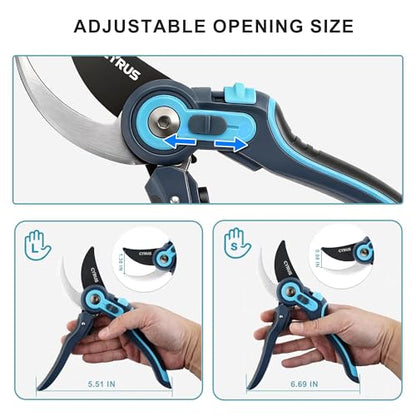 8 Inch Labor Saving Bypass Pruners 2 Adjustable Jaw Openings Garden Shears - style: Garden Shears 1