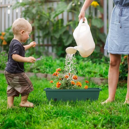 CADUKE Window Deck Railing Planter Box for Outdoor 6 Pack 17 Inch Deck Railing Planter Boxes Plastic Hanging Flower Planters Box with Adjustable Brackets Green - color: Green