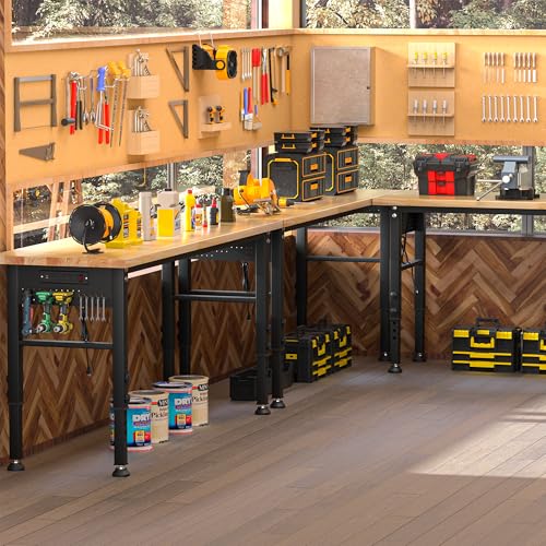 Antifir 70'' Adjustable Workbench, Heavy Duty Workstation - size: 70"x21"|Socket|Pegboard