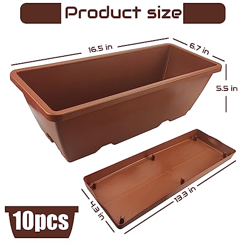 QPEY Window Box Planter, 10PC 17In Red Plastic Flower Box for Outdoor - color: Red