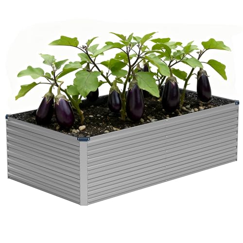 Vengarus 6x3x2ft Galvanized Raised Garden Bed,Metal Raised Beds Kit Silver - color: Silver, size: 6x3x2 ft