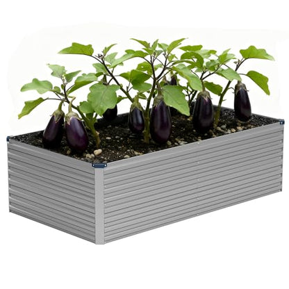Vengarus 6x3x2ft Galvanized Raised Garden Bed,Metal Raised Beds Kit Silver - color: Silver, size: 6x3x2 ft