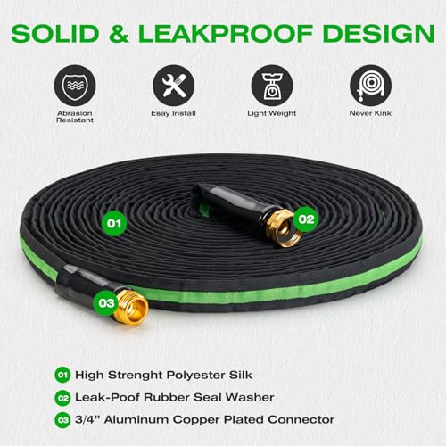25FT Lightweight Super Flexible Garden Hose - color: black-green, size: 25 FT