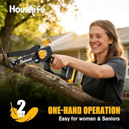 Mini Chainsaw Compatible with DeWalt 20V MAX Battery - color: Yellow