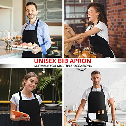Utopia Kitchen Bib Aprons 2 Pack Adjustable With 2 Pockets - color: Black