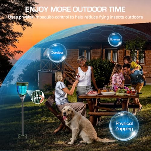 Solar Bug Zapper Outdoor, Mosquito Zapper with Flame & Projector Light - color: Olive