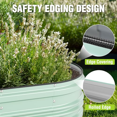 WORKPRO 2PK 4x2x1ft Galvanized Raised Garden Bed Set - color: Light Green, size: 4x2x1ft(2PK)