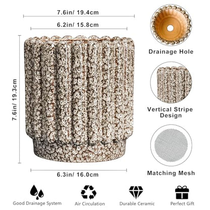Ceramicfor Ceramic Plant Pot, 7.6 Inch, Leopard Print White - color: Leopard Print White, size: 7.6 Inch