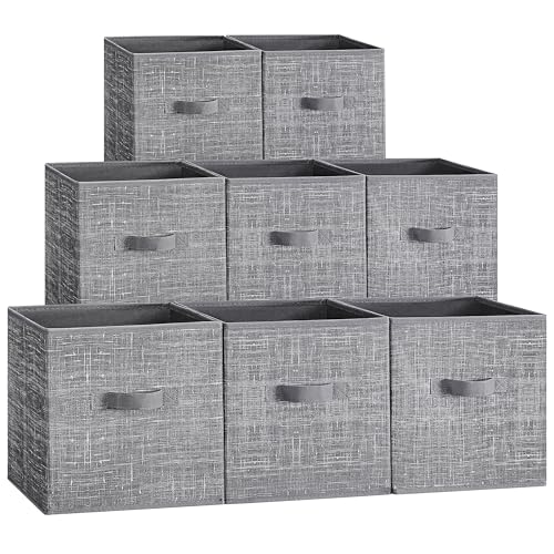 SONGMICS Storage Cubes, Set of 8, 11-Inch Foldable Closet Organizers - color: Cattail Gray, size: 11 Inch-8 Pack