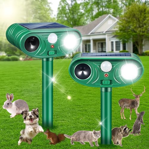 Solar Ultrasonic Animal Repellent Activated Deterrent for Deer