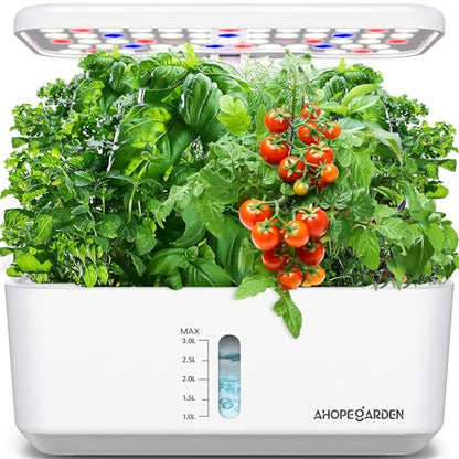 Ahopegarden Indoor Garden Hydroponics Growing System: 10 Pods Kit with LED - color: White