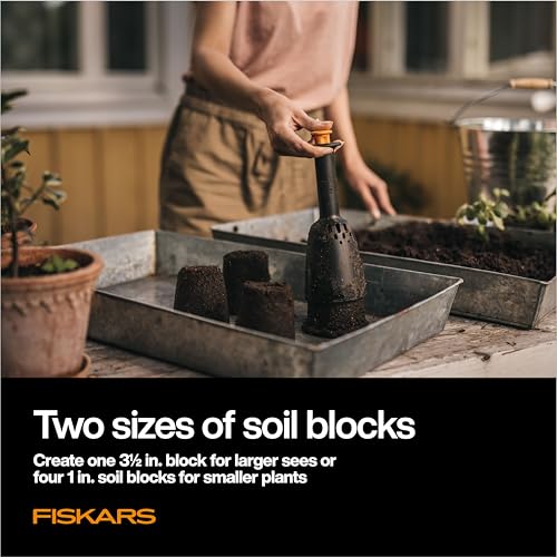 Fiskars Garden Soil Block Maker for Plant Seeds with Natural Air Pruning