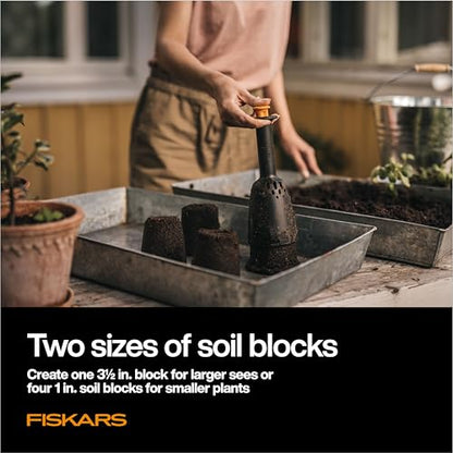 Fiskars Garden Soil Block Maker for Plant Seeds with Natural Air Pruning
