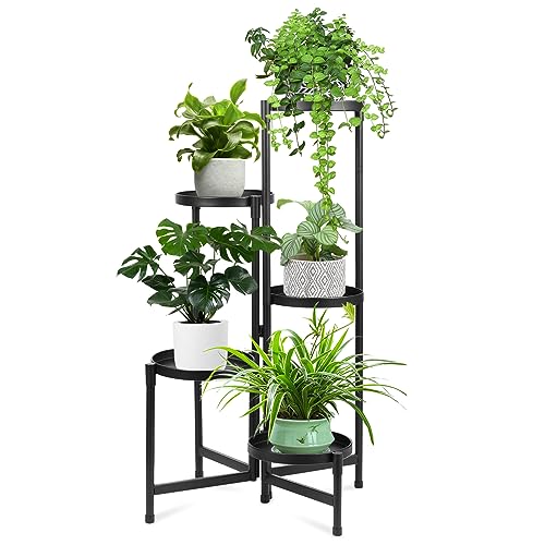 5 Tier Metal Indoor Outdoor Plant Stand Black