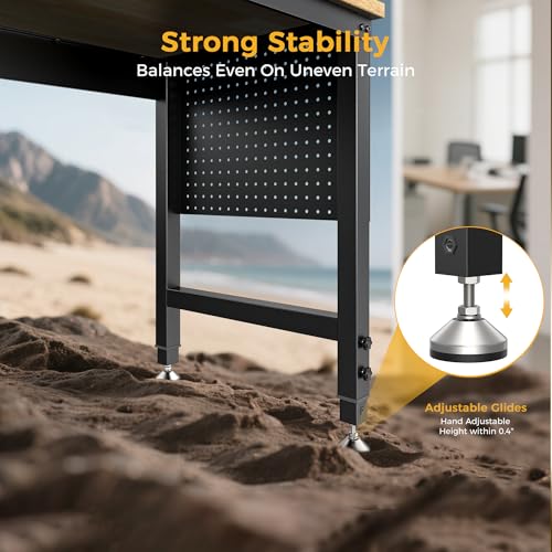 CAMMOO 48" Adjustable Workbench, 2000LBS Max Load, Pegboard & Power Strip - size: 48*24 Inch