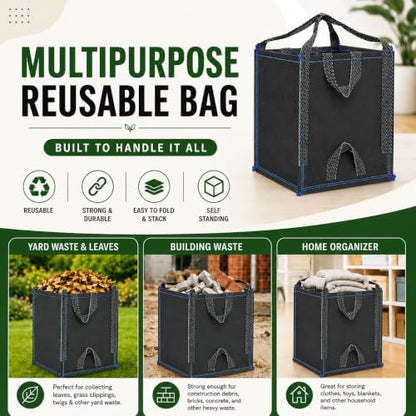 48-Gallon Heavy Duty Lawn and Yard Bag, Reusable Self-Standing Garbage Bag with Reinforced Handles (Gray - 1 Pack) - color: Gray - 1 Pack