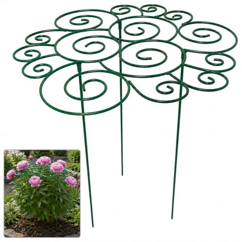 Peony Cage Stand, Garden Plant Support Stake, Peony Ring