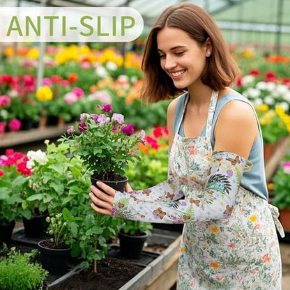 FISHEAL Sun Protection Gardening Sleeves - Women Men UV UPF 50+ Cooling Arm Sleeves with Thumbholes Farming Fishing Outdoors - color: Monarch Butterfly, size: Large