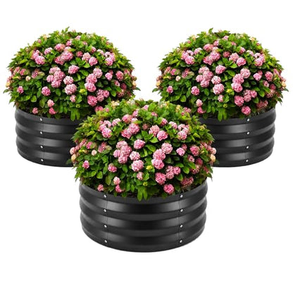 ZXZYHFTY Galvanized Steel Round Raised Garden Bed, 3 Pack, Black - color: Black