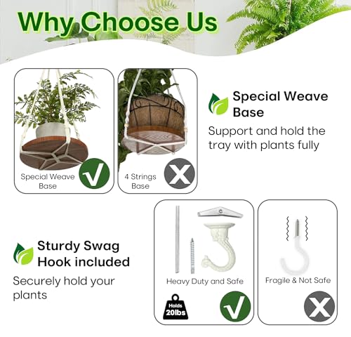 2 Tier Macrame Plant Hanger, Hanging Plant Shelf (12") - color: Brown, size: 1-Pack, 2-Tier