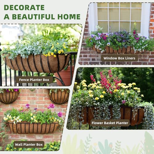 36'' Trough Coco Liners 3 Pack, Natural Coconut Coir Fiber for Wall Basket Planters, Window Box Liners, Garden Planter Baskets, Fence Flower Baskets - size: 36inch 3pack
