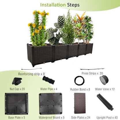 Large Planters for Outdoor Plants Rectangular Raised Garden Bed Elevated Planter Boxes Patio Balcony Deck for Planting Flowers, Vegetables, Tomatoes, and Herbs - color: 78.7"(l)x16"(w)x15"(h)/Brown
