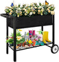 Koutemie Raised Garden Bed with Legs, Planter Box Outdoor with Wheels