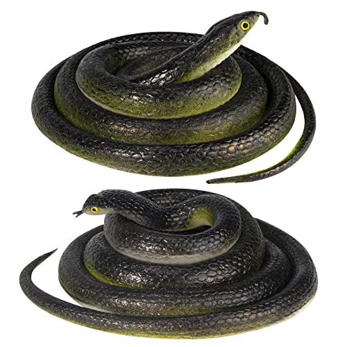 2Pcs Rubber Snakes, 48 Inch Fake Snakes to Keep Birds Away Halloween Toys - style: 2 pcs black snakes
