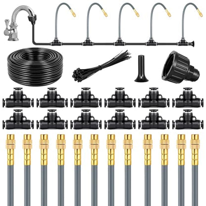 49.2Ft 1/4" Drip Irrigation System 360° Watering Misting System - size: 49.2FT 1/4" Tubing