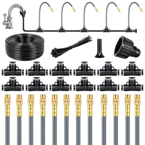 49.2Ft 1/4" Drip Irrigation System 360° Watering Misting System - size: 49.2FT 1/4" Tubing
