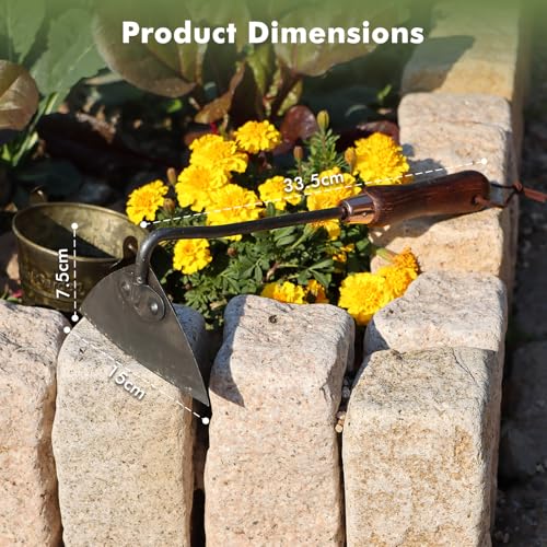 RESTMO Garden Hoe, Heavy Duty, Digging, Planting, Weeding, Brown - size: Triangle Garden Hoe