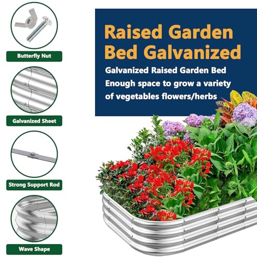 RAYKEEP 5x3x1 ft Galvanized Raised Garden Beds, Pack of 01 - Silver - color: 1pcs, size: 5x3x1 ft