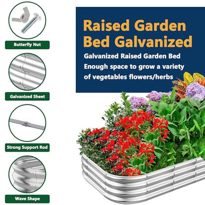 RAYKEEP 5x3x1 ft Galvanized Raised Garden Beds, Pack of 01 - Silver - color: 1pcs, size: 5x3x1 ft