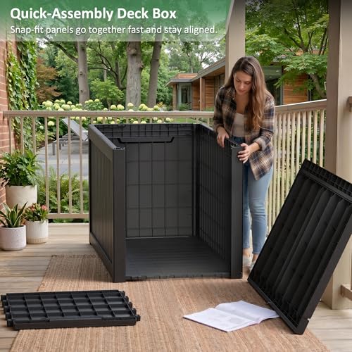 PatioZen 310 Gallon Deck Box Lockable Waterproof UV Resistant Black - color: Black, size: 310 Gallon