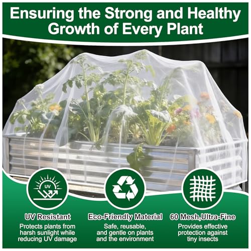 2 Pack Garden Netting for Raised Beds, Fits 8 x 4 ft Rectangular Beds - size: For 8×4 ft (L×W)
