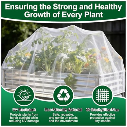 2 Pack Garden Netting for Raised Beds, Fits 8 x 4 ft Rectangular Beds - size: For 8×4 ft (L×W)