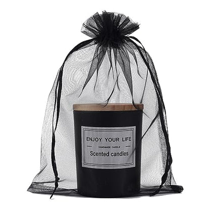 YunKo 50Pcs Black Organza Bags 6X9 Inch Drawstring Mesh Party Favor Bag - color: Black