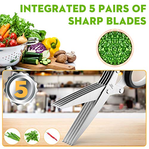 Herb Scissors with 5 Blades and Cover, New Kitchen Gadget 2026 - color: Black