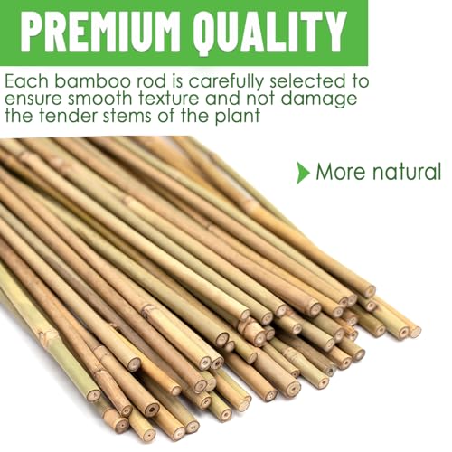 Plant Stakes 35Pcs 18 Inch,POLIUMB Premium Natural Bamboo Garden Stakes - size: 18Inches