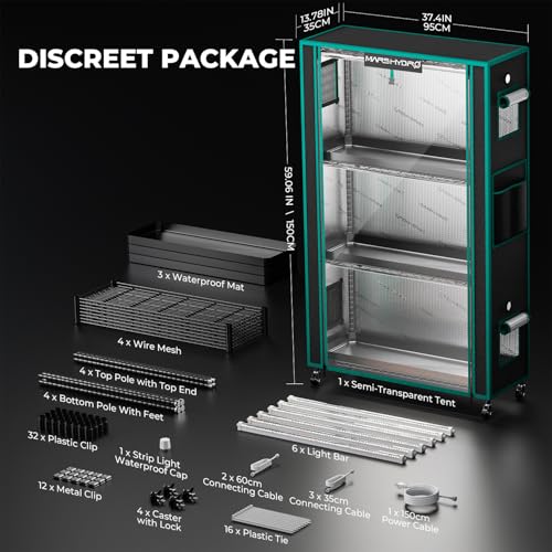 MARS HYDRO Indoor Greenhouse with Grow Light - size: M-37x14x59in