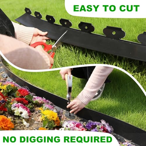 JERIA 4 Inch Tall 33 FT Garden Edging Kit with 45pcs Spikes, Plastic Edging for Landscaping - size: 4IN x 33FT