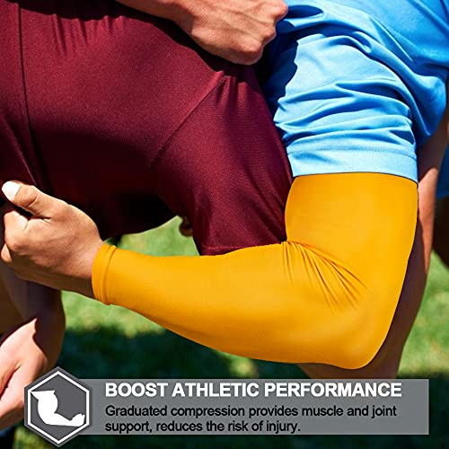 beister UV Protection Arm Sleeves for Men & Women, UPF 61+ Cooling Cover - color: Yellow, size: Large