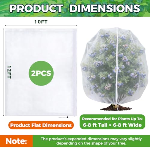 Blueberry Bush Netting Cover 2 Pack, 10 x 12 ft, Bird Netting with Zipper - size: Rabbiteye 10 x 12 ft