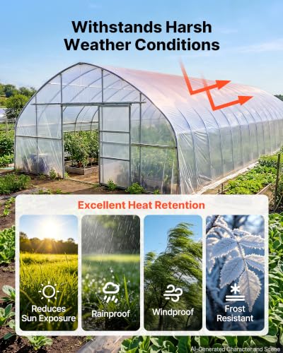 VEVOR Greenhouse Plastic Sheeting 10 x 100 ft 6 Mil Clear Polyethylene Film - size: 10 x 100 ft