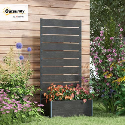 Outsunny Raised Garden Bed with Trellis, 28.25" x 15" x 59", Black - color: Black, size: 28.25" x 15" x 59"
