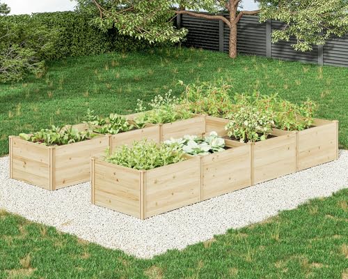 AMERLIFE U-Shaped Raised Garden Bed, 7.5Wx12Dx1.6H Outdoor Wooden Raised Garden Bed Planter with 19.6" Depth Planter Box - size: 7.5x12x1.6 FT